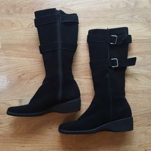 Etienne Aigner Black Suede Knee High Boots Sz 7.5M